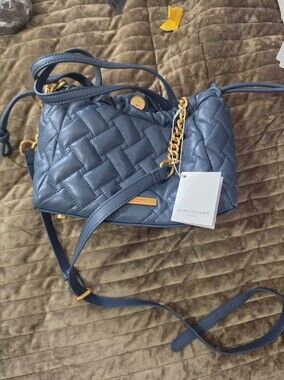 Kurt Geiger Blue Quilted Leather Crossbody Bag